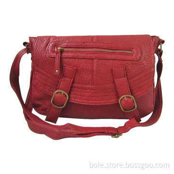 Unique PU Handbag with Gold Buckle Hardware Decoration